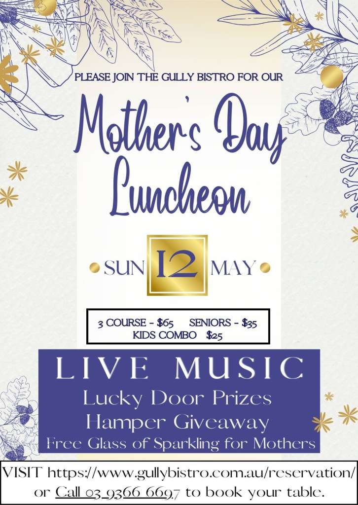 Mothers Day Lunch at Gully Bistro. Green Gully Soccer Club
